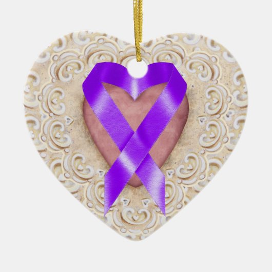 Pancreaskankerlint uit het hart - SRF Keramisch Ornament (Voorkant)