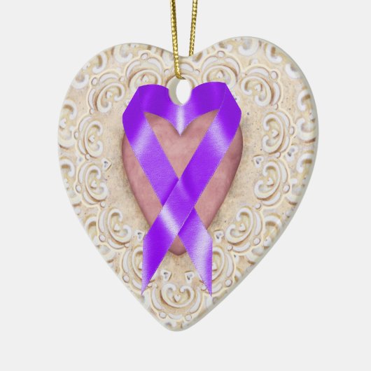 Pancreaskankerlint uit het hart - SRF Keramisch Ornament (Links)