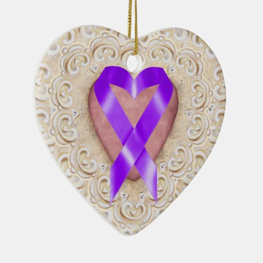 Pancreaskankerlint uit het hart - SRF Keramisch Ornament (Rechts)