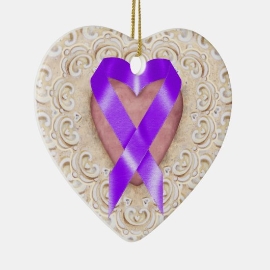 Pancreaskankerlint uit het hart - SRF Keramisch Ornament (Rechts)