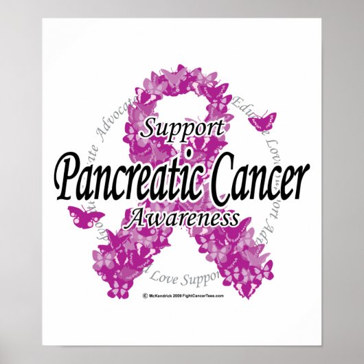 Pancreaskankerlint van Butterflies Poster (Voorkant)
