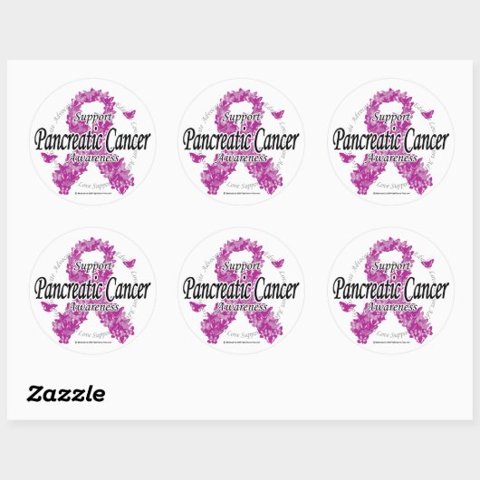 Pancreaskankerlint van Butterflies Ronde Sticker (Vel)