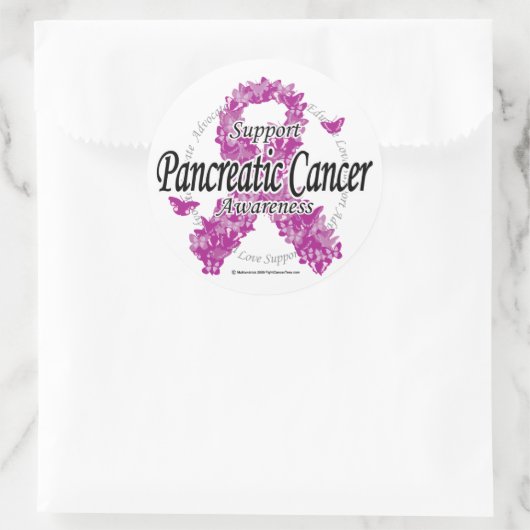 Pancreaskankerlint van Butterflies Ronde Sticker (Tas)