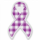 Pancreatic Cancer Awareness Plaid Ribbon Purple Sticker (Voorkant)