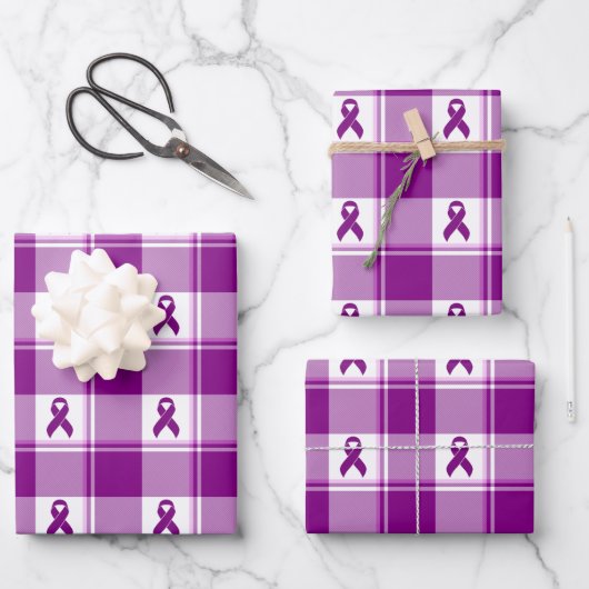 Pancreatic Cancer Awareness Plaid Wrapping Paper (Voorkant)