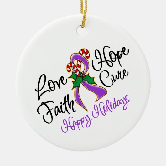 Pancreatic Cancer Love Hope Feestdagen Keramisch Ornament (Voorkant)