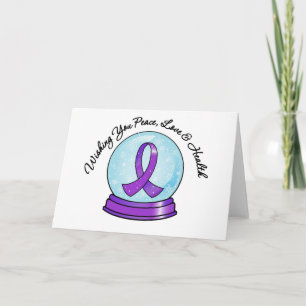 Pancreatic Cancer Merry Christmas Ribbon Snowglobe Feestdagen Kaart