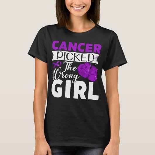 pancreatic cancer picked the wrong girl warrior t-shirt (Voorkant)