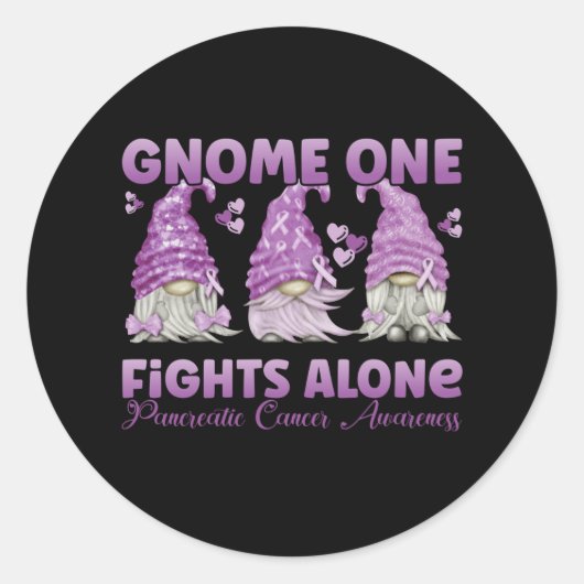 Pancreatic Cancer Purple Gnome Ronde Sticker (Voorkant)