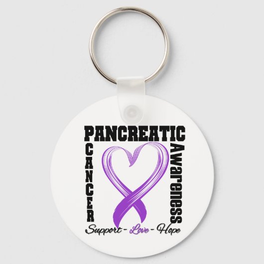 Pancreatische kankerbewustmaking geborsteld hartli sleutelhanger (Voorkant)