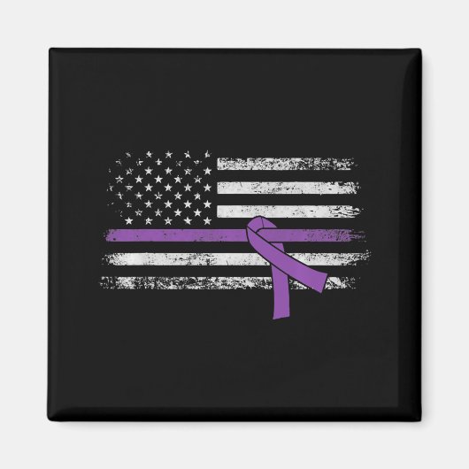 Pancreatische kankerwaarschuwing Amerikaanse vlag Magneet (Voorkant)