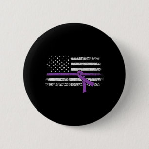 Pancreatische kankerwaarschuwing Amerikaanse vlag Ronde Button 5,7 Cm