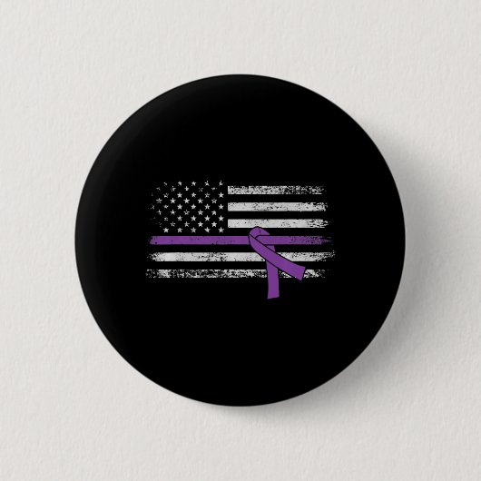Pancreatische kankerwaarschuwing Amerikaanse vlag Ronde Button 5,7 Cm (Voorkant)
