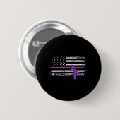 Pancreatische kankerwaarschuwing Amerikaanse vlag Ronde Button 5,7 Cm (Voorkant /achterkant)