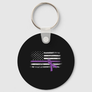 Pancreatische kankerwaarschuwing Amerikaanse vlag Sleutelhanger