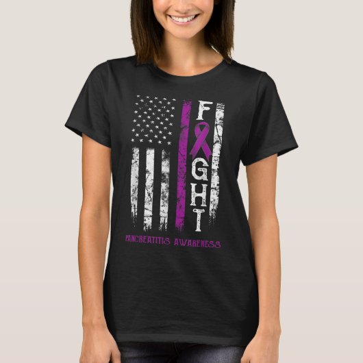 Pancreatitis Amerikaanse vlag T-shirt (Voorkant)