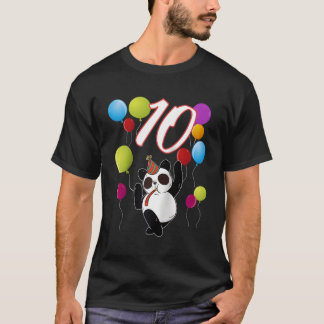 Panda 10 jaar Panda met ballonnen Honkbal T-shirt