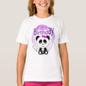 Panda 5th Birthday Girls Tshirt (Paars) (Voorkant)