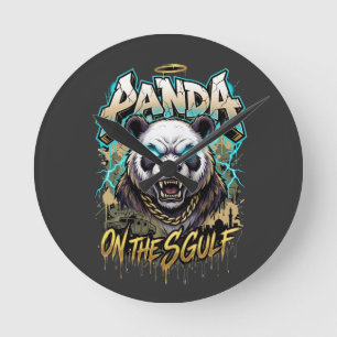 Panda aan de Golf - Edgy Urban Streetwear Grafisch Ronde Klok