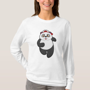 Panda aan het hardlopen met pet t-shirt