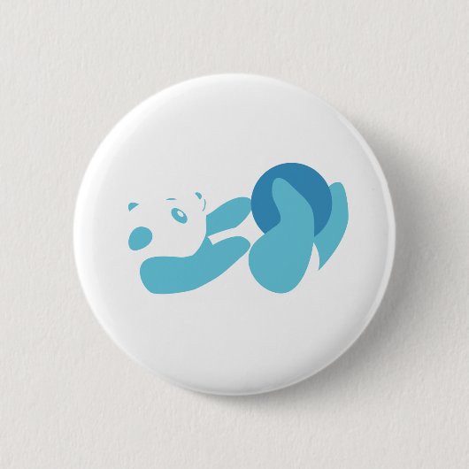 Panda aan het spelen (Blauw) Ronde Button 5,7 Cm (Voorkant)