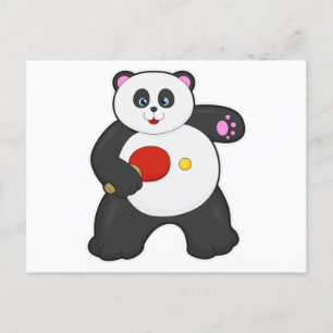 Panda aan het tafeltennis met tafeltennisracket briefkaart