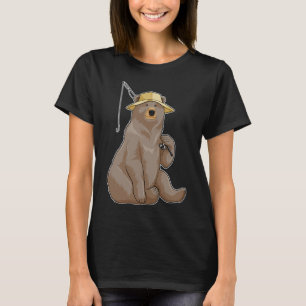 Panda aan het vissen met hengel t-shirt
