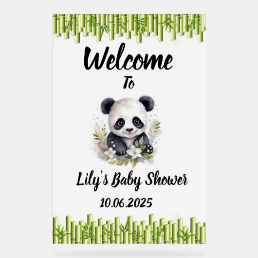 Panda acryl baby shower teken. acryl bord (Voorkant)