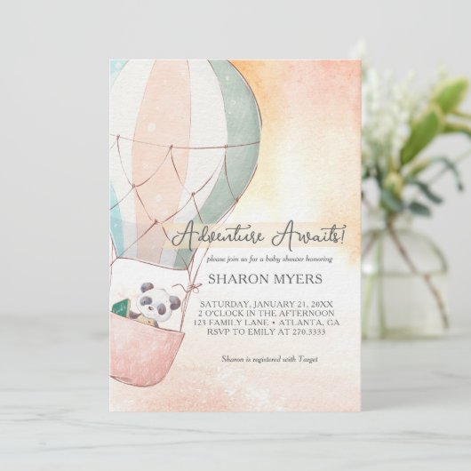 Panda Adventure Awaits Baby Shower Kaart (Staand voorkant)