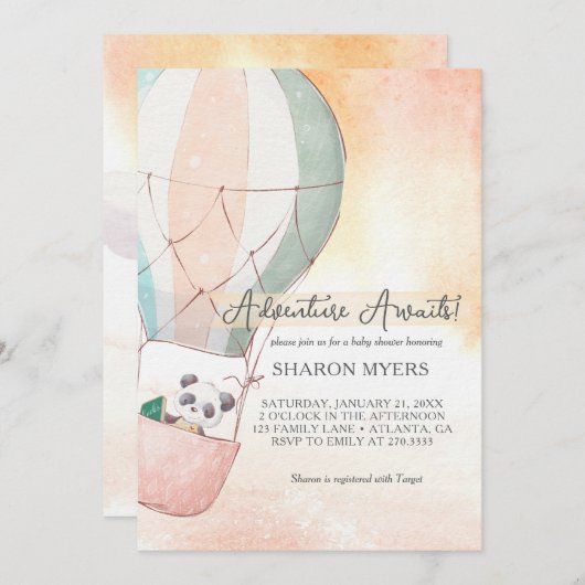 Panda Adventure Awaits Baby Shower Kaart (Voorkant / Achterkant)