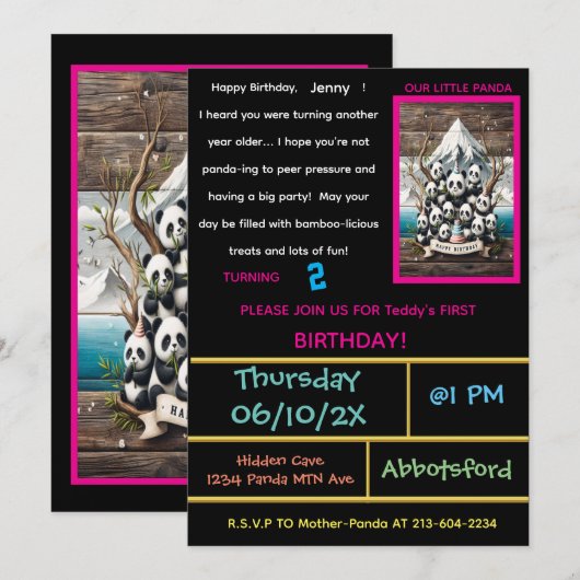 Panda Adventure: Verjaardagsfeest! Kaart (Voorkant / Achterkant)