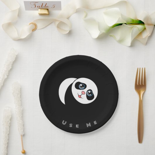 Panda Afbeelding Gebruik mij Tekst Gedrukt Papier Papieren Bordje (Huwelijk)