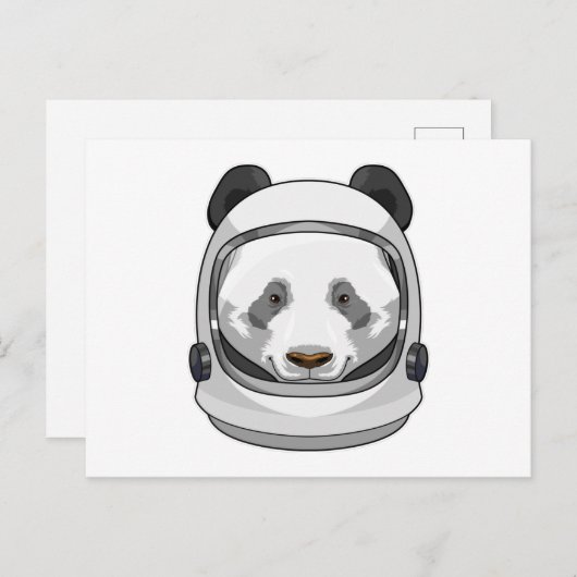 Panda als astronaut met helm briefkaart (Voorkant / Achterkant)