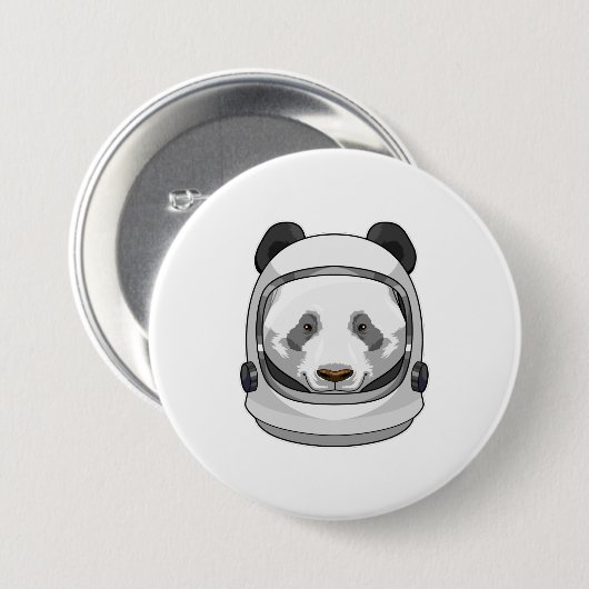 Panda als astronaut met Helmet Ronde Button 7,6 Cm (Voorkant /achterkant)