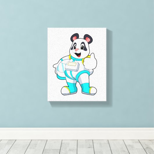 Panda als astronaut met kostuum canvas afdruk (Insitu (Houten vloer))