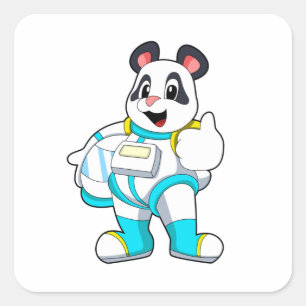 Panda als astronaut met kostuum vierkante sticker
