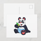 Panda als baby met bamboe briefkaart (Voorkant / Achterkant)