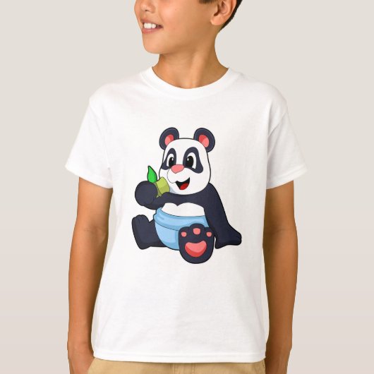 Panda als Baby met Bambus T-shirt (Voorkant)