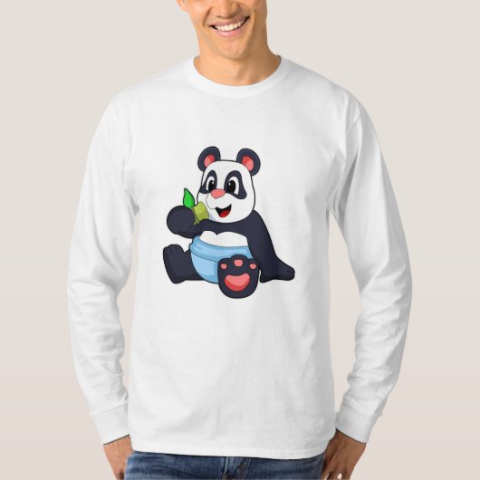 Panda als Baby met Bambus T-shirt (Voorkant)