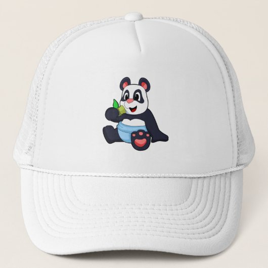Panda als Baby met Bambus Trucker Pet (Voorkant)