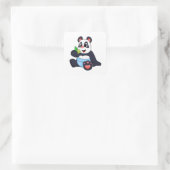 Panda als Baby met Bambus Vierkante Sticker (Tas)