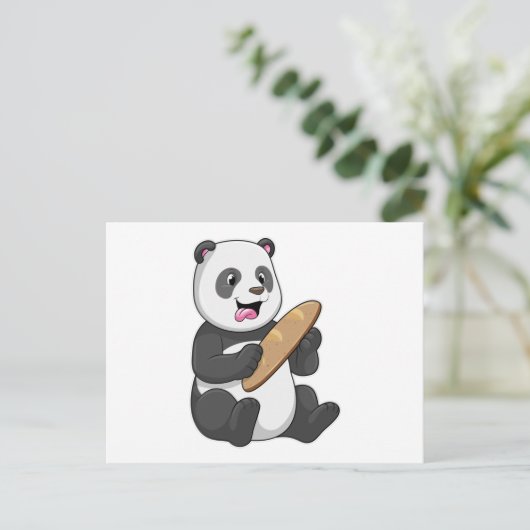Panda als bakker met brood briefkaart (Staand voorkant)
