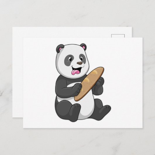 Panda als bakker met brood briefkaart (Voorkant / Achterkant)