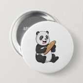 Panda als bakker met brood ronde button 7,6 cm (Voorkant /achterkant)