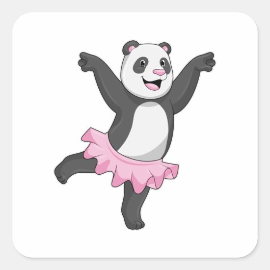 Panda als Ballerina in Ballet Vierkante Sticker (Voorkant)