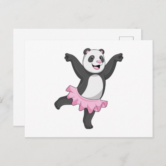 Panda als ballerina in het ballet briefkaart (Voorkant / Achterkant)