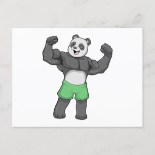 Panda als bodybuilder bij bodybuilding briefkaart