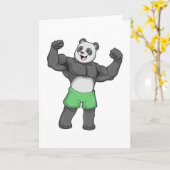 Panda als bodybuilder bij bodybuilding kaart (Gele Bloem)