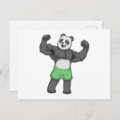 Panda als Bodybuilder in Bodybuilding Briefkaart (Voorkant / Achterkant)