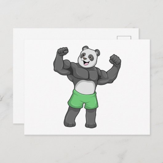 Panda als Bodybuilder in Bodybuilding Briefkaart (Voorkant / Achterkant)